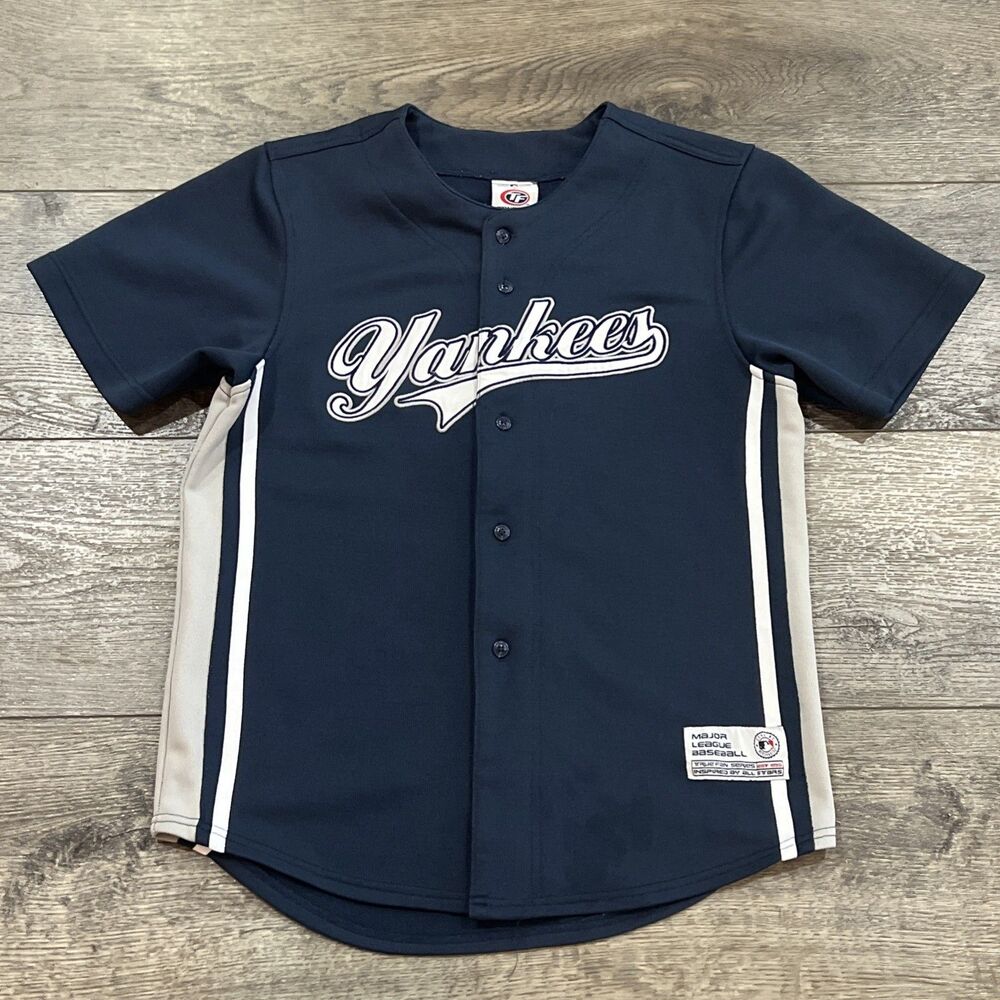 Vintage Y2K True Fan NY Yankees Derek Jeter #2 Baseball Jersey Youth Large 12/14